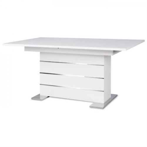MANTOVA Table extensible extensible 6 a 8 personnes style contemporain blanc et alu - L 160 a 200 cm