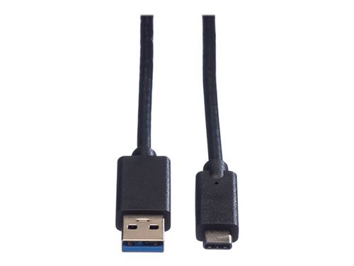 ROLINE câble USB 3.1 | mâle Type A vers Type C | câble de charge pour Smartphone ou Tablette | noir 0,5m