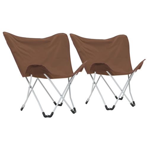 vidaXL Chaise de camping pliable Forme de papillon 2 pcs Marron