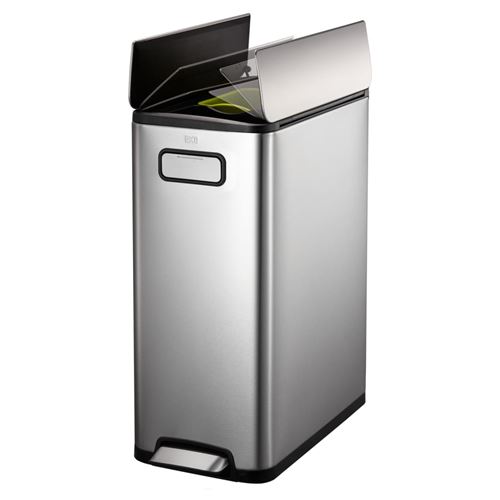 Poubelle ecofly step bin 20+20l inox mat, eko