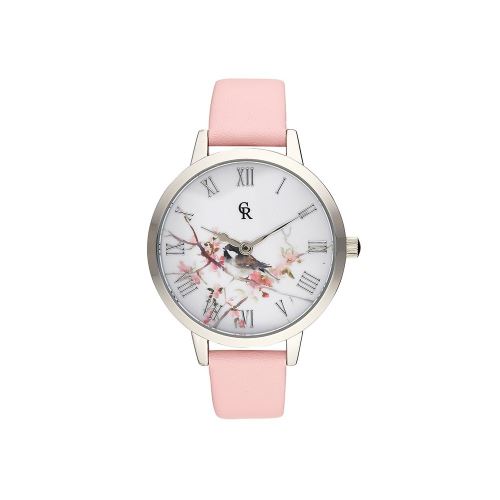 Montre Femme Charlotte Rafaelli Cadran 36mm En Acier Multicolore Et Bracelet Rose En Cuir Authentique CRA001