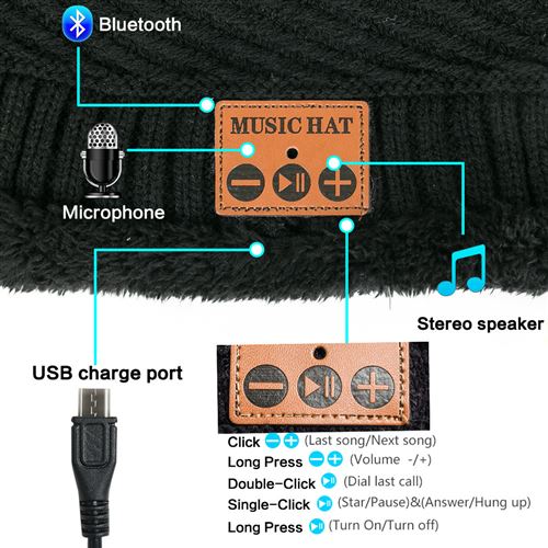 Bonnet bluetooth écouteur intégré microphone smartphone apple