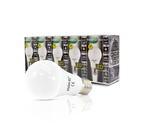 Vision-El Lot De 5 Ampoules Led Bulb E27 - 10W - 4000K - Non Dimmable - Image 1
