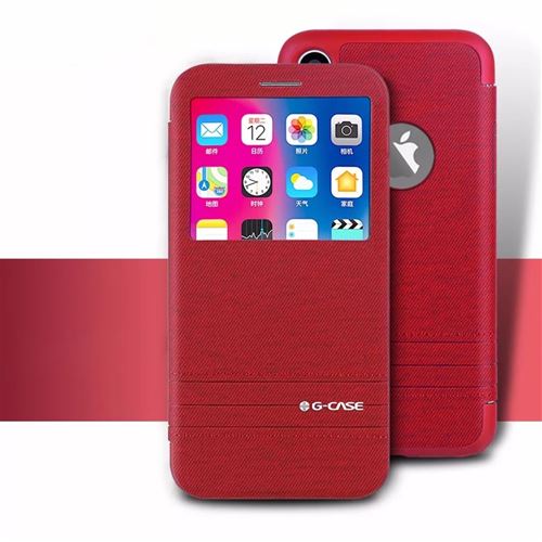 Etui en PU fenêtre de vue d'affaires rouge pour votre Apple iPhone X