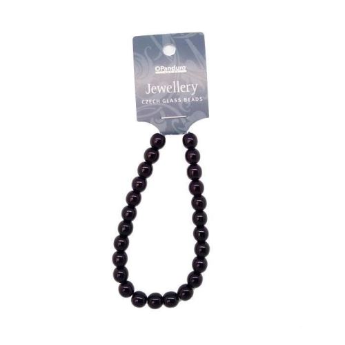 Panduro - perles en verre ciré 8 mm noir 800916