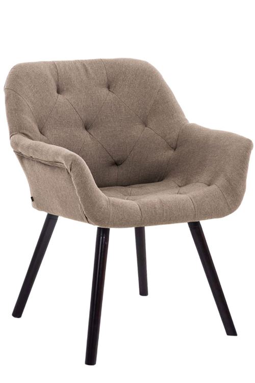 Chaise de visiteur Cassidy en tissu, piétement café, couleur taupe