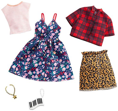 Barbie ensemble robe jupe poupée ado et robe à fleurs 2 pièces