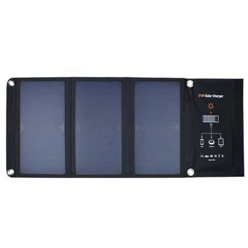 Batterie externe Avizar Chargeur Solaire Universel USB + USB-C 12W, Pliable et Étanche Noir