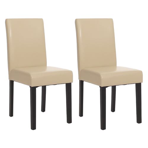 Générique Beige Lot De 2 Chaises De Séjour Littau Simili-Cuir, Crème, Pieds Foncés - Image 1