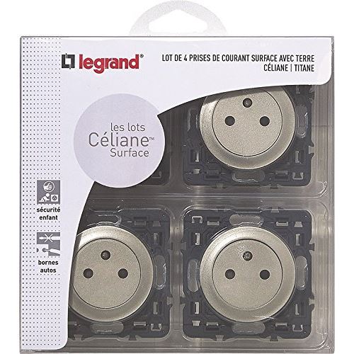 Legrand Celiane kit 4 prises de courant encombrement réduit titane