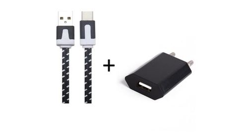 Pack Chargeur pour SAMSUNG Galaxy S8 Smartphone Type C (Cable Noodle 1m Chargeur + Prise Secteur USB) Murale Android (NOIR)