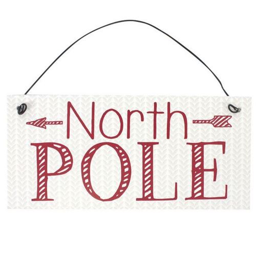 Something Different - Écriteau en métal Pôle Nord 'North Pole' (Taille unique) (Blanc / rouge) - UTSD1681