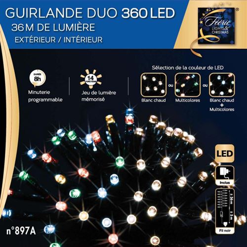 Guirlande extérieur 360 LED multicolores/blanc chaud programmable - Multicolore - Fééric lights and christmas