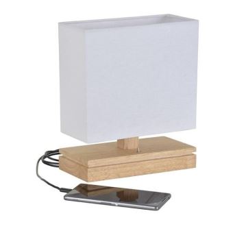 Energy Lampe A Poser Avec Port Usb L 33 X H 25 Cm Blanc Achat Prix Fnac