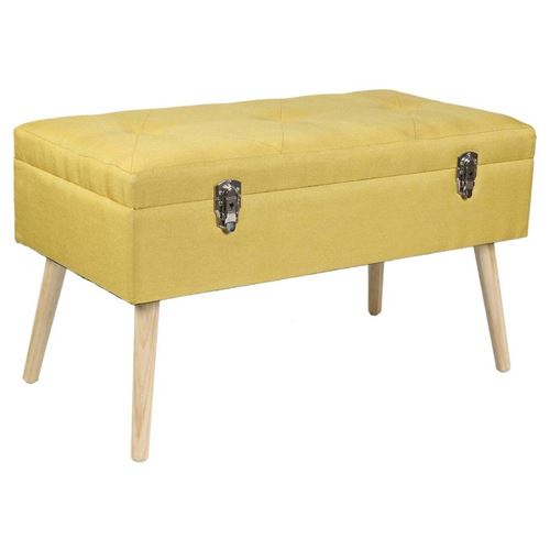 The Home Deco Factory - Banc coffre de rangement assise capitonnée valise jaune