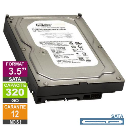 Disque Dur 320Go Sata 3.5 Western Digital Wd3200Aajs-22B4A0 7200Rpm 8Mo