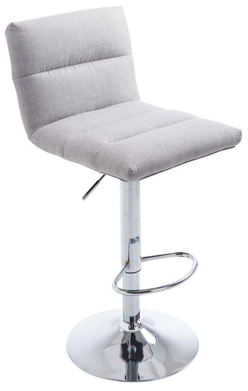 Tabouret de bar Limerick en Tissu avec Pied et repose-pieds en Métal , Gris clair/Chrome
