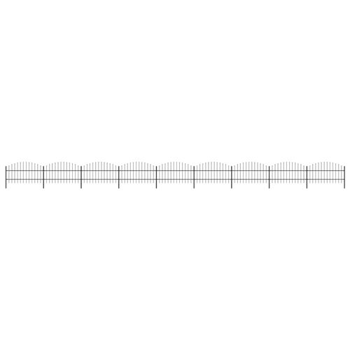 Vidaxl Noir Tuinhek Met Speren Bovenkant (0,75-1)X15,3 M Staal Zwart277720 - Image 1