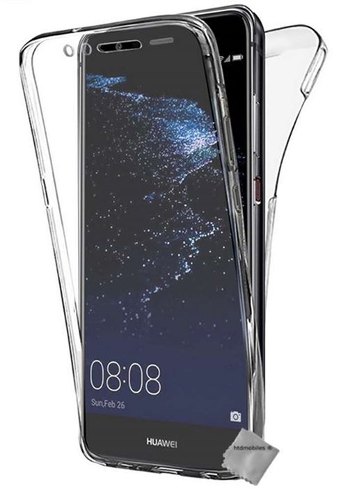 Housse etui coque silicone gel 360 integrale Huawei P10 Lite + film ecran - TRANSPARENT - htdmobiles