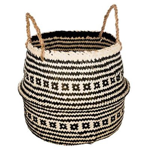 Panier de Rangement Pliable à Anses Seagrass 40cm Noir