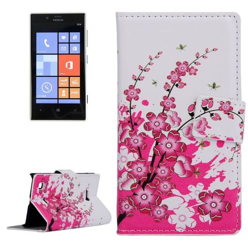 Nokia Lumia 720 Housse Etui Cuir PU Fleurs de Cerisier ALS54707