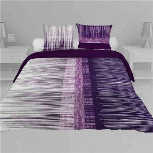 Parure de lit Graphique prune 140x200 cm
