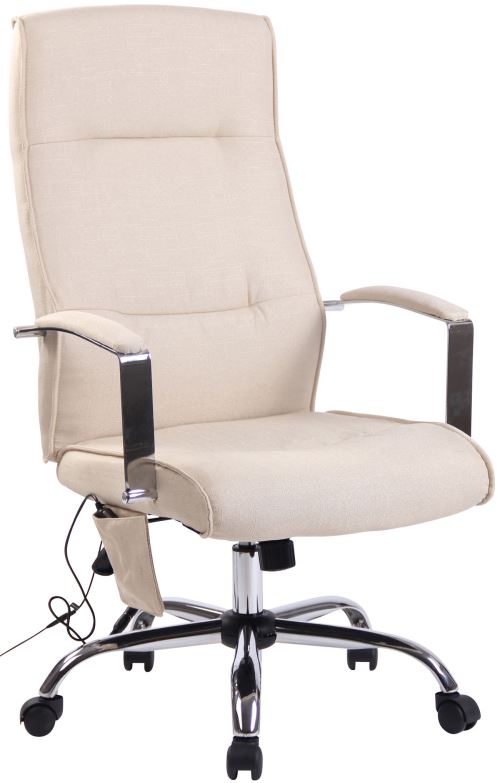 CLP Fauteuil de bureau Portland en similicuir ou tissu avec fonction de massage  Crème/Tissu