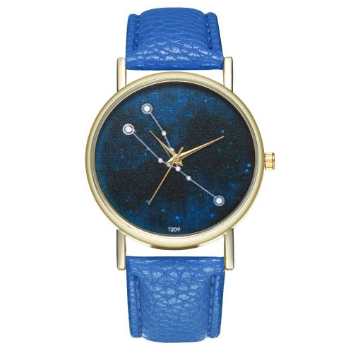 Montre en cuir Taurus Motif Montre Femme Montre Tendance Student Quartz Montre T209-ABleu foncé