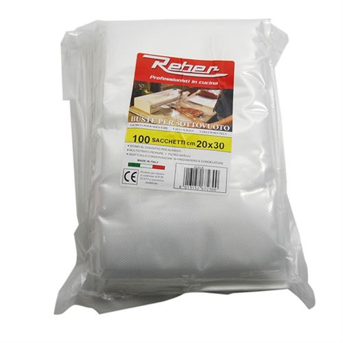 Lot de 100 sacs 20x30 pour appareil à emballage sous vide 9701n et 9700n Reber 6723a