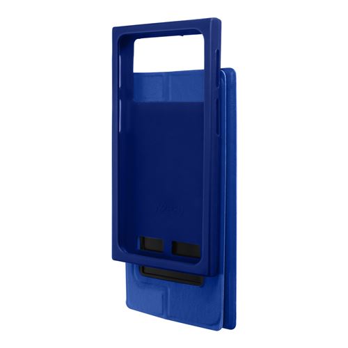 Housse Smartphone 5'' Étui Fenêtre Porte-carte Stand Vidéo Coque Slide bleu