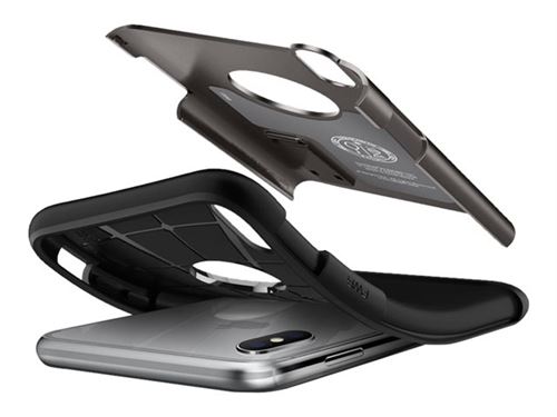 Spigen Slim Armor - Achterzijde behuizing voor mobiele telefoon - polycarbonaat, thermoplastic polyurethaan (TPU) - staalgrijs - voor Apple iPhone X