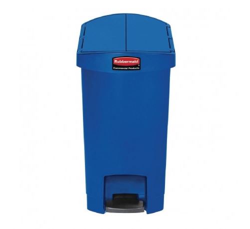Poubelle à pédale frontale étroite 30l bleue slim jim end step on