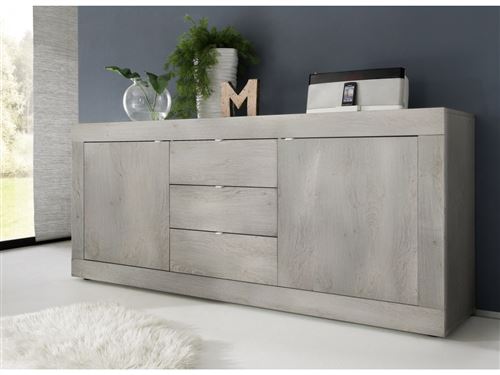 SUBLEEM Buffet 2 portes 3 tiroirs Basica chene pin clair