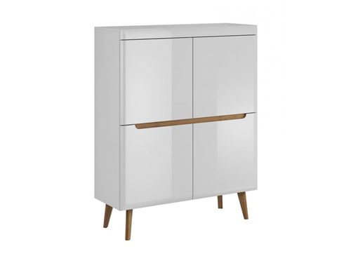 BOBOCHIC Buffet haut 107 cm NORDI Chêne et Blanc brillant
