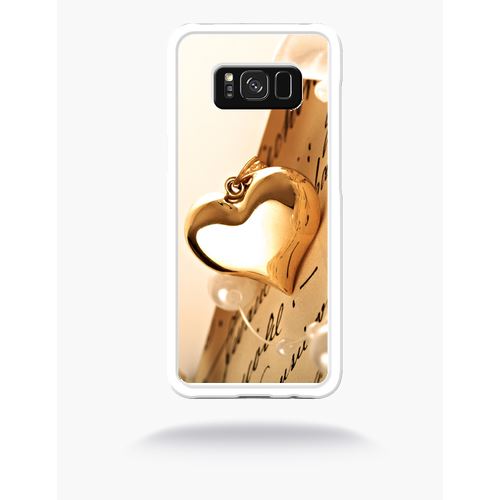 Coque Coeur D'or Sur Livre Compatible Samsung S8 Bord Transparent