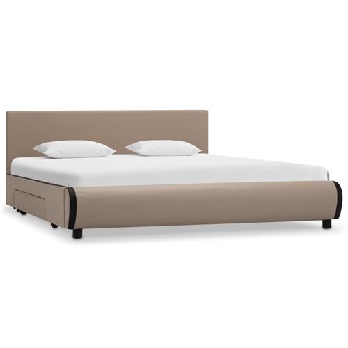 vidaXL Cadre de lit avec tiroirs Cappuccino Similicuir 120 x 200 cm