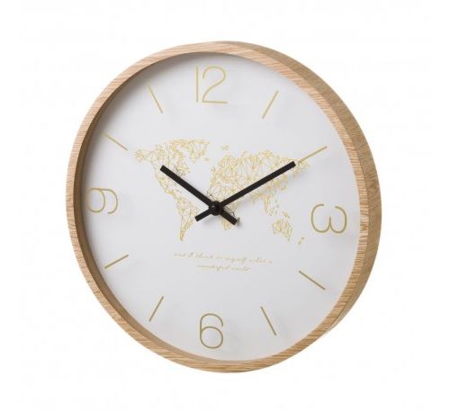 Tendencio - Horloge ronde MAPPEMONDE en MDF et cristal 33 x 33 x 4 cm