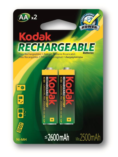 2 x AA Kodak piles rechargeables puissants - 2600mAh