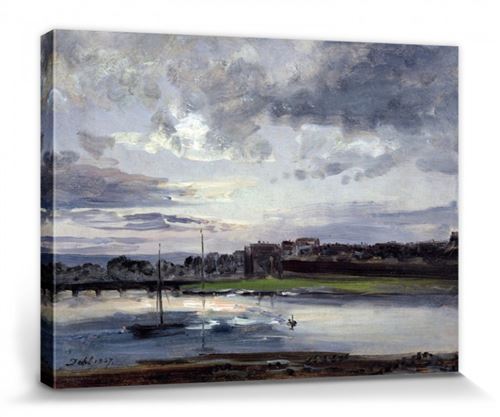 Johan Christian Clausen Dahl Poster Reproduction Sur Toile, Tendue Sur Châssis - L'Elbe Et Dresde Au Crépuscule, 1837 (40x30 cm)