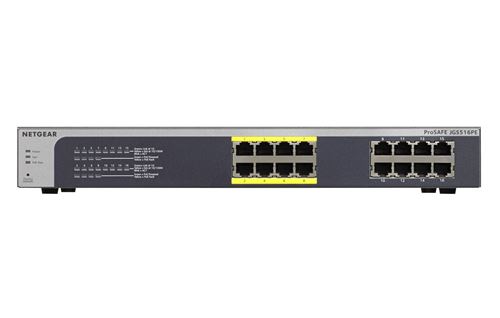 NETGEAR ProSafe Plus JGS516PE - switch - 16 poorten - onbeheerd - rack-uitvoering