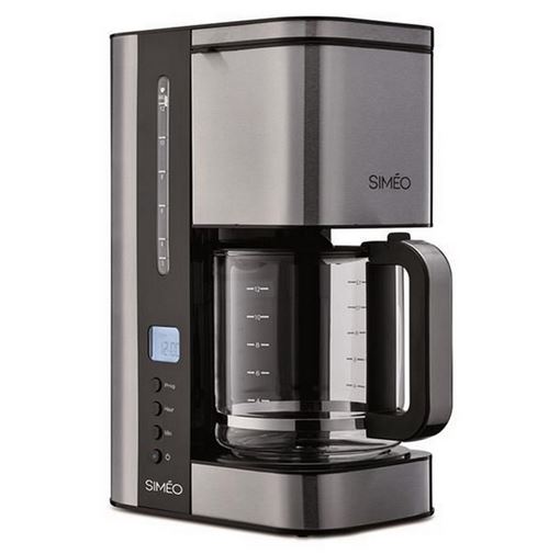 Cafetière filtre programmable 12 tasses 1000w noir/inox - cfp200 - SIMEO