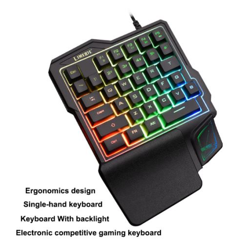 Clavier filaire de jeu LED 35 touches Clavier à une main avec rétroéclairage USB Support ergonomique Sensation mécanique pour PUBG LOL Jeu