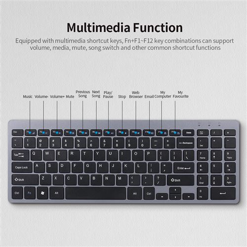 Clavier Sans Fil 2 4g Clavier Sans Fil Ultra Mince Clavier Muet 95 Touches Clavier Sans Fil Pour Pc Portable Noir Clavier Achat Prix Fnac