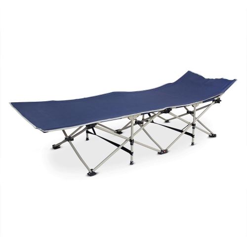 Todeco - Lit de Plage Pliant, Transat Réglable, 190 x 67 x 35 cm, Bleu marin, Matériau: Polyester 600D, Tubes en acier