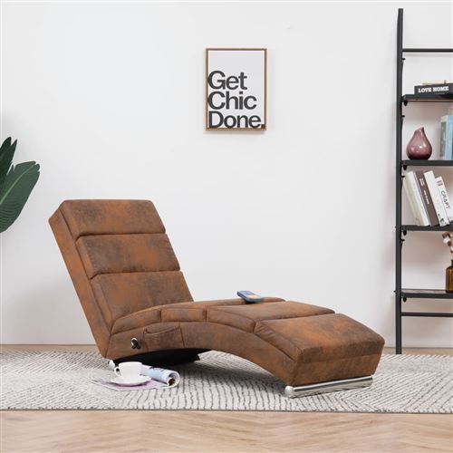 Vidaxl Brun Chaise Longue De Massage Marron Similicuir Daim