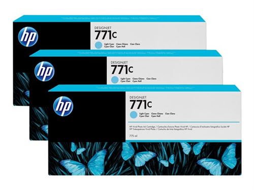Hp Clair 771C - Pack De 3 - 775 Ml - Cyan - Original - Cartouche D'encre - Pour Designjet Z6200, Z6600, Z6610, Z6800, Z6810 - Image 3
