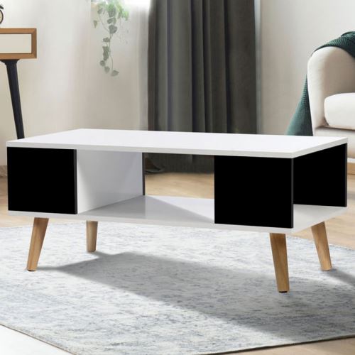 Table basse EFFIE scandinave bois blanc et noir