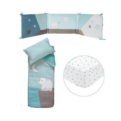 DOMIVA Set De Lit Flocon Tour de Lit+Parure+drap housse - 60x120