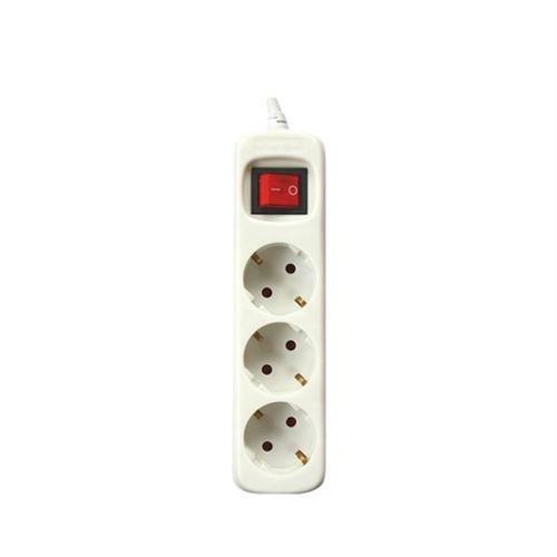 Rallonge 3 prises Schuko avec interrupteur Silver Electronics 3680W Blanc