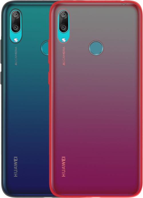 Colorblock - Coque de protection pour téléphone portable - polyuréthanne thermoplastique (TPU) - noir, rouge (pack de 2) - pour Huawei Y7 2019